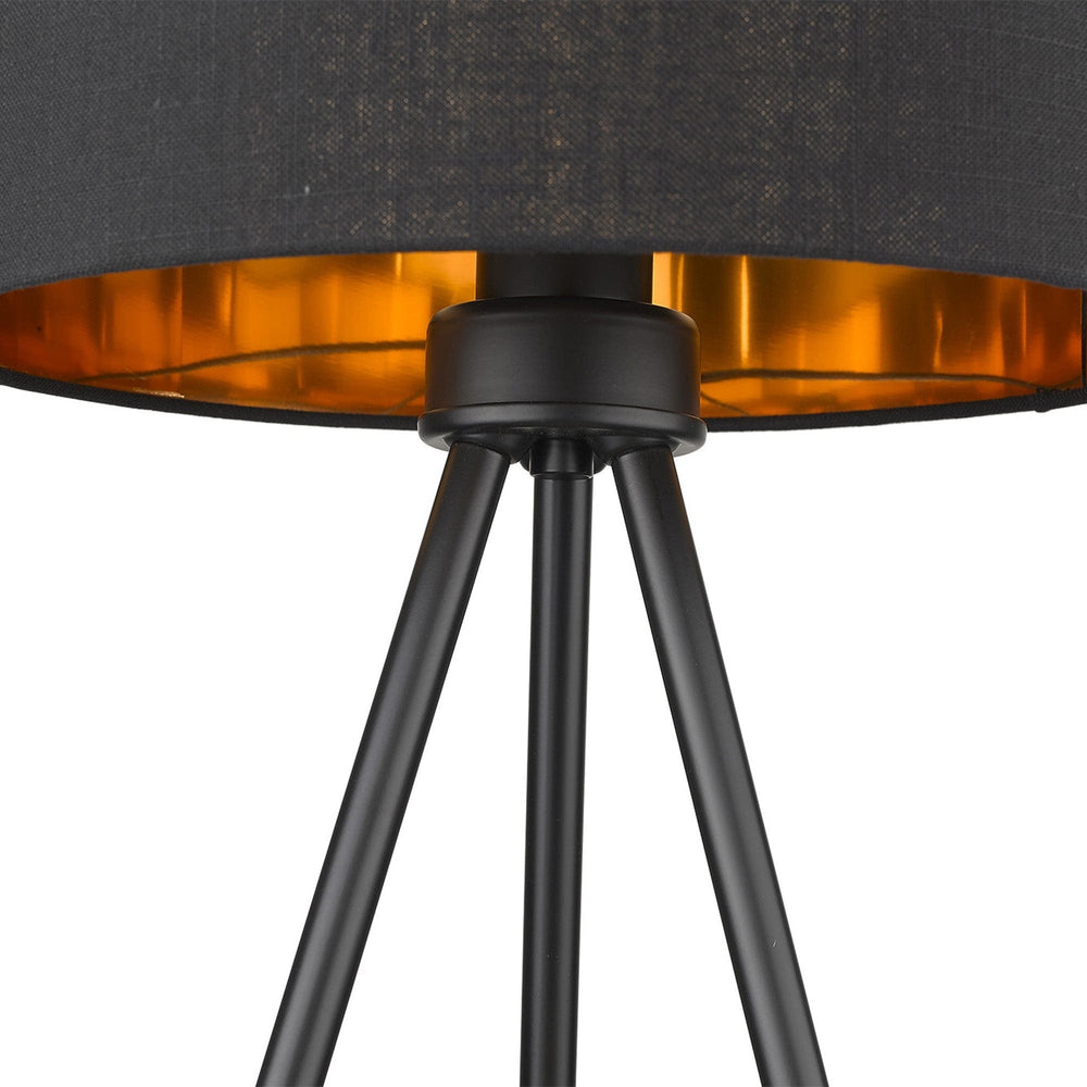 22" Black Metal Tripod Table Lamp With Black Drum Shade - Homeroots