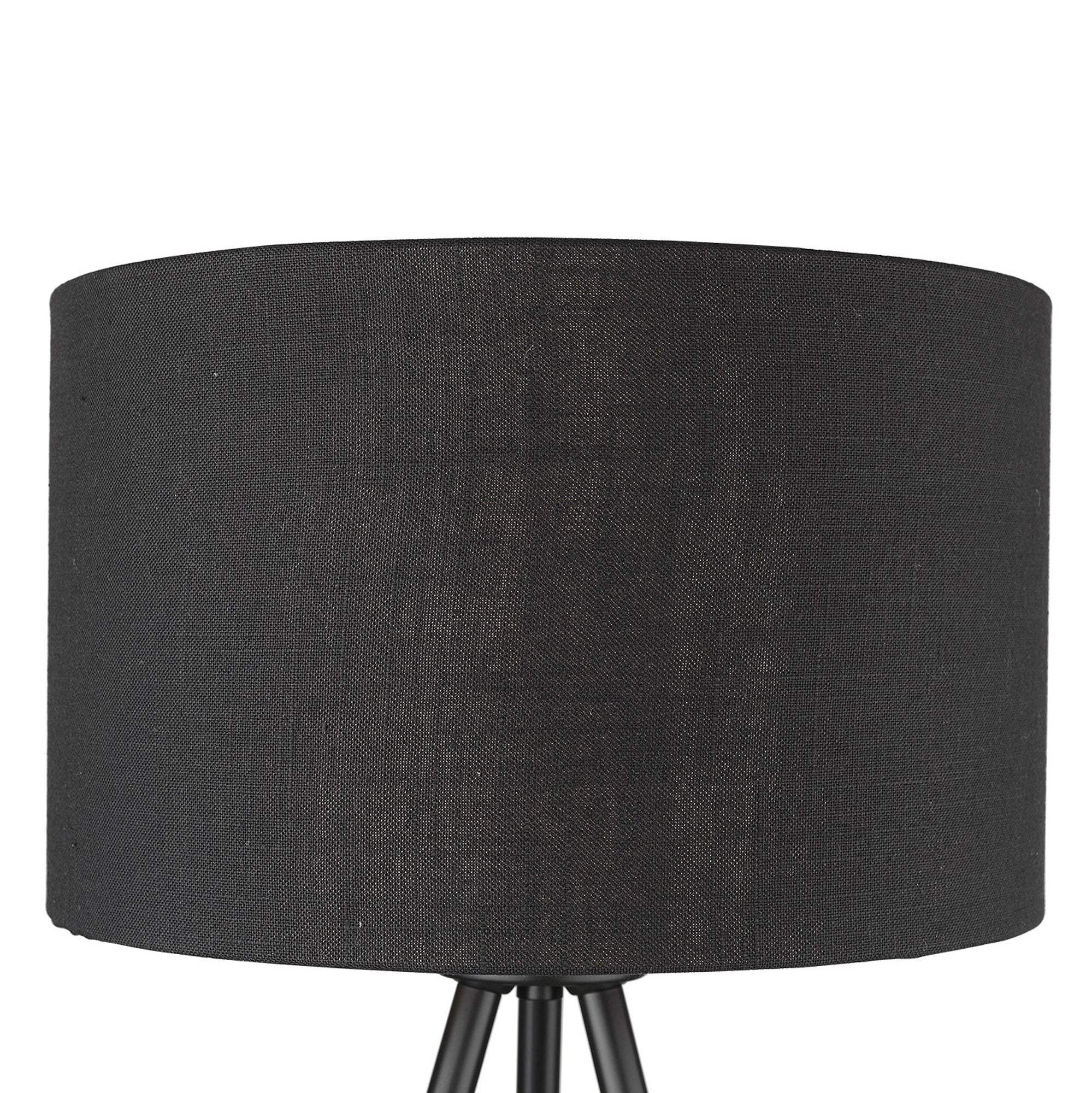 22" Black Metal Tripod Table Lamp With Black Drum Shade - Homeroots - Flyclothing LLC