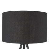 22" Black Metal Tripod Table Lamp With Black Drum Shade - Homeroots