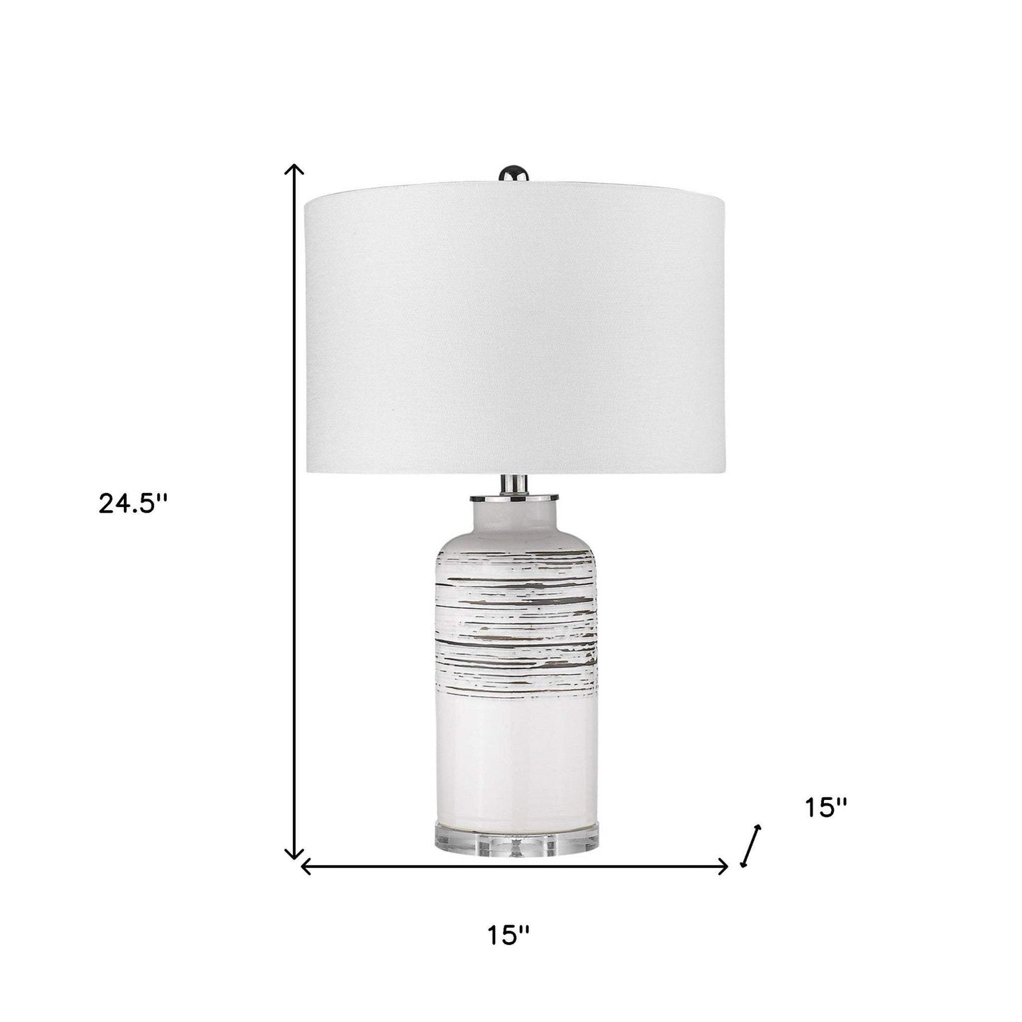 25" Black and White Ceramic Column Lamp With White Drum Shade - Homeroots - Flyclothing LLC