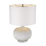22" White Ceramic Round Table Lamp With White Drum Shade - Homeroots