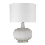 22" White Ceramic Round Table Lamp With White Drum Shade - Homeroots
