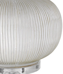 22" White Ceramic Round Table Lamp With White Drum Shade - Homeroots