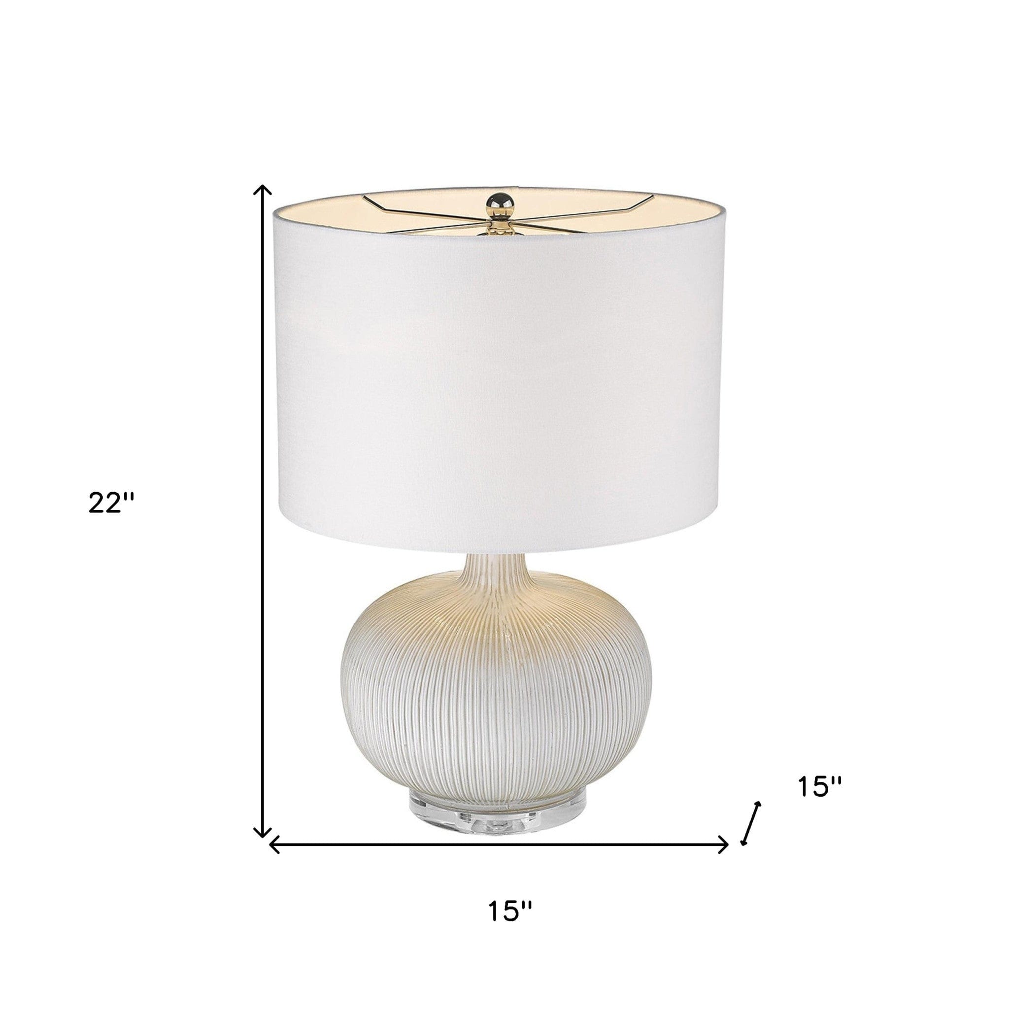 22" White Ceramic Round Table Lamp With White Drum Shade - Homeroots