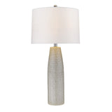 33" Light Gray Ceramic Table Lamp With White Drum Shade - Homeroots