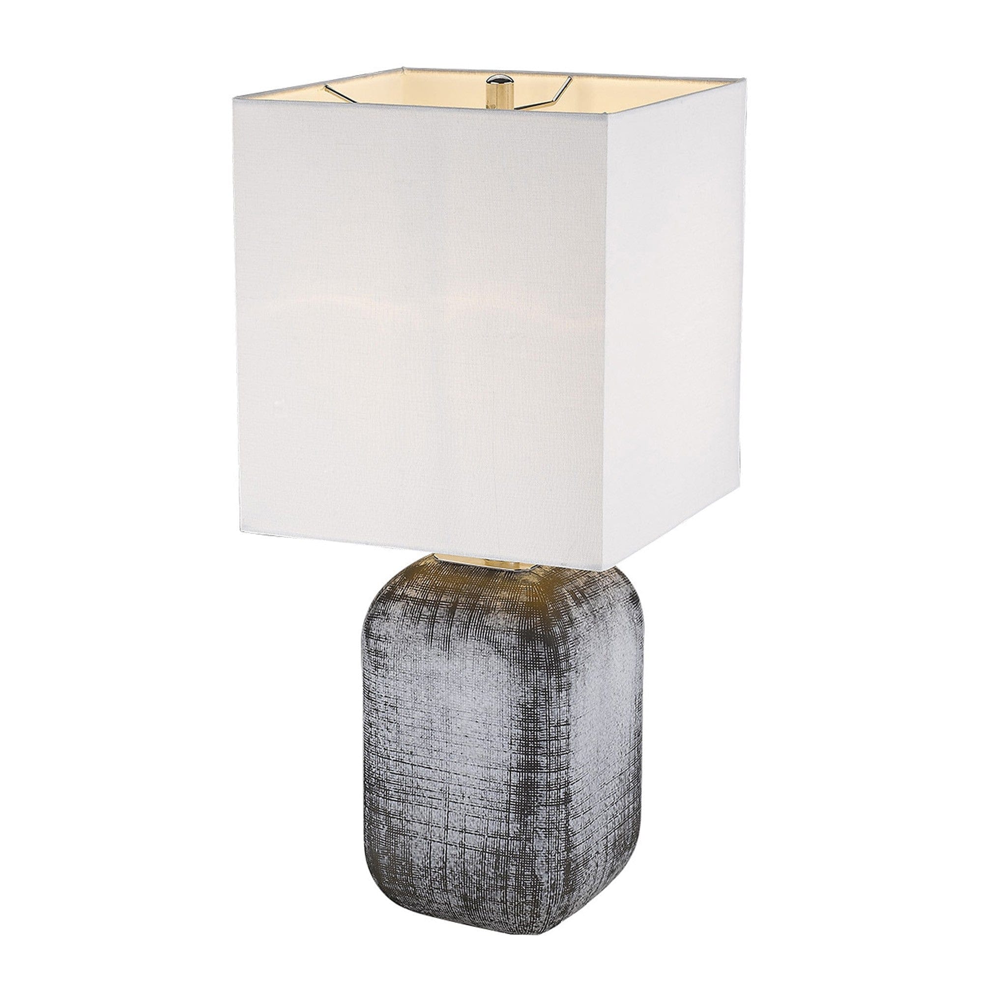 25" Blue and Gray Ceramic Table Lamp With White Square Shade - Homeroots - Flyclothing LLC