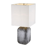 25" Blue and Gray Ceramic Table Lamp With White Square Shade - Homeroots