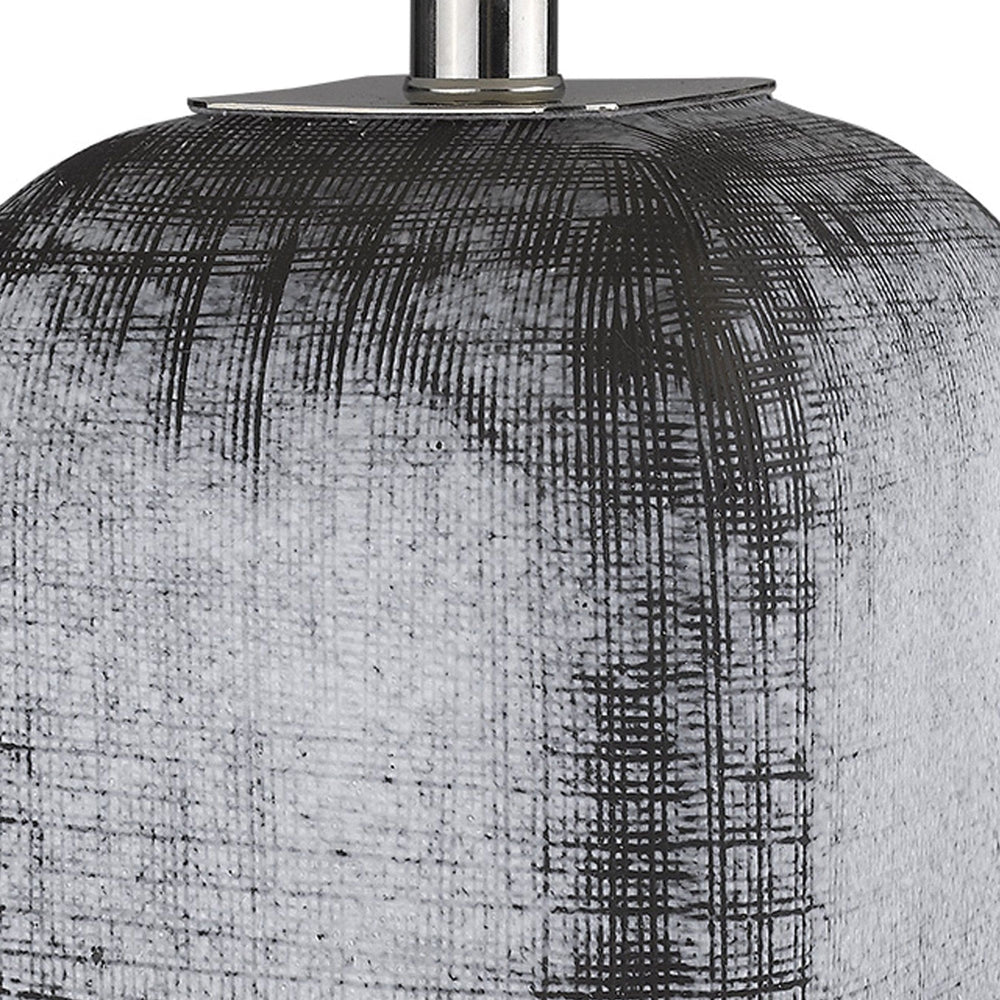 25" Blue and Gray Ceramic Table Lamp With White Square Shade - Homeroots - Flyclothing LLC