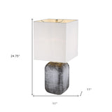 25" Blue and Gray Ceramic Table Lamp With White Square Shade - Homeroots - Flyclothing LLC