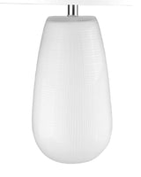 28" White Glass Table Lamp With White Drum Shade - Homeroots - Flyclothing LLC
