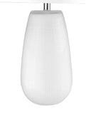 28" White Glass Table Lamp With White Drum Shade - Homeroots - Flyclothing LLC