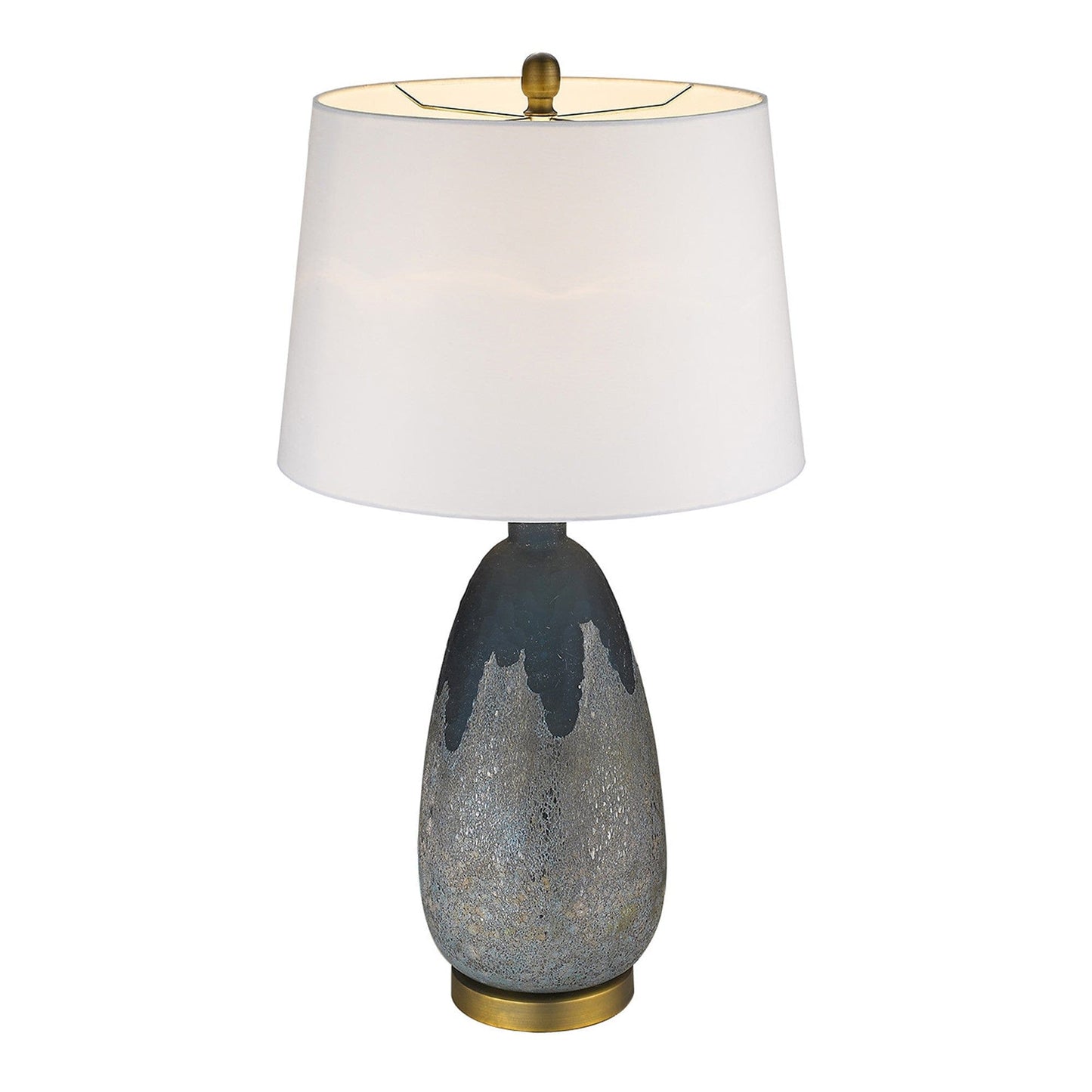 30" Teal Blue Concrete Table Lamp With Cream Empire Shade - Homeroots - Flyclothing LLC