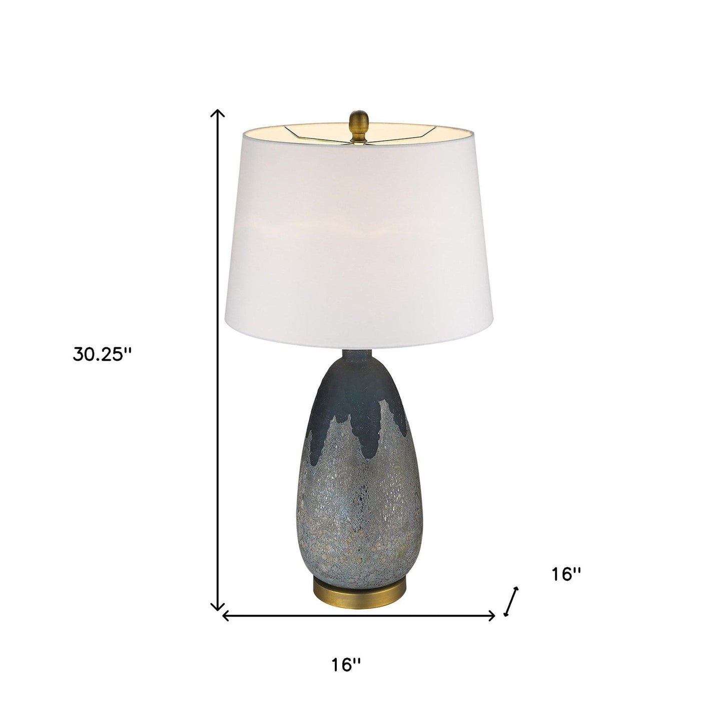 30" Teal Blue Concrete Table Lamp With Cream Empire Shade - Homeroots - Flyclothing LLC