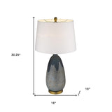 30" Teal Blue Concrete Table Lamp With Cream Empire Shade - Homeroots