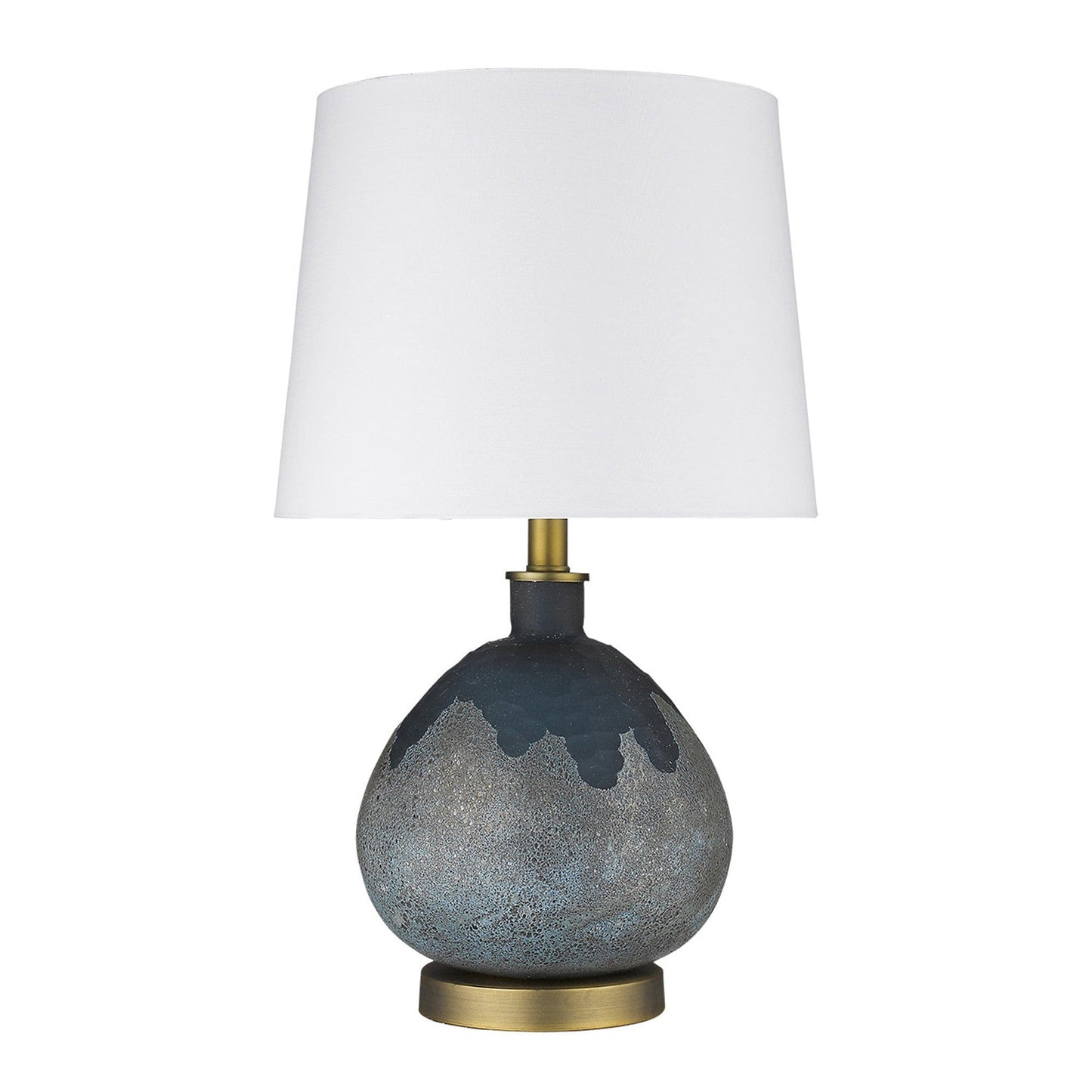22" Teal Blue Concrete Gourd Table Lamp With Cream Empire Shade - Homeroots - Flyclothing LLC