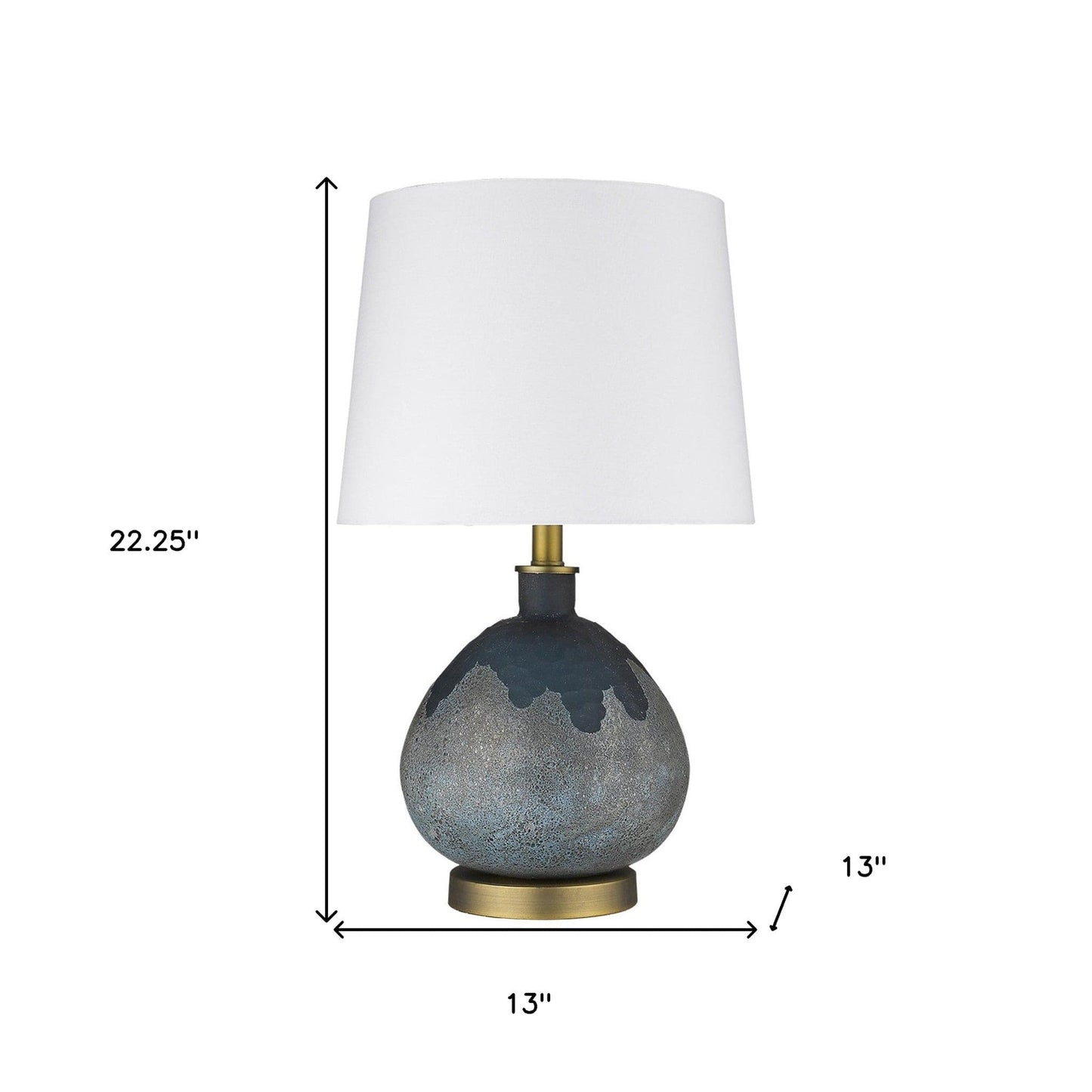 22" Teal Blue Concrete Gourd Table Lamp With Cream Empire Shade - Homeroots - Flyclothing LLC