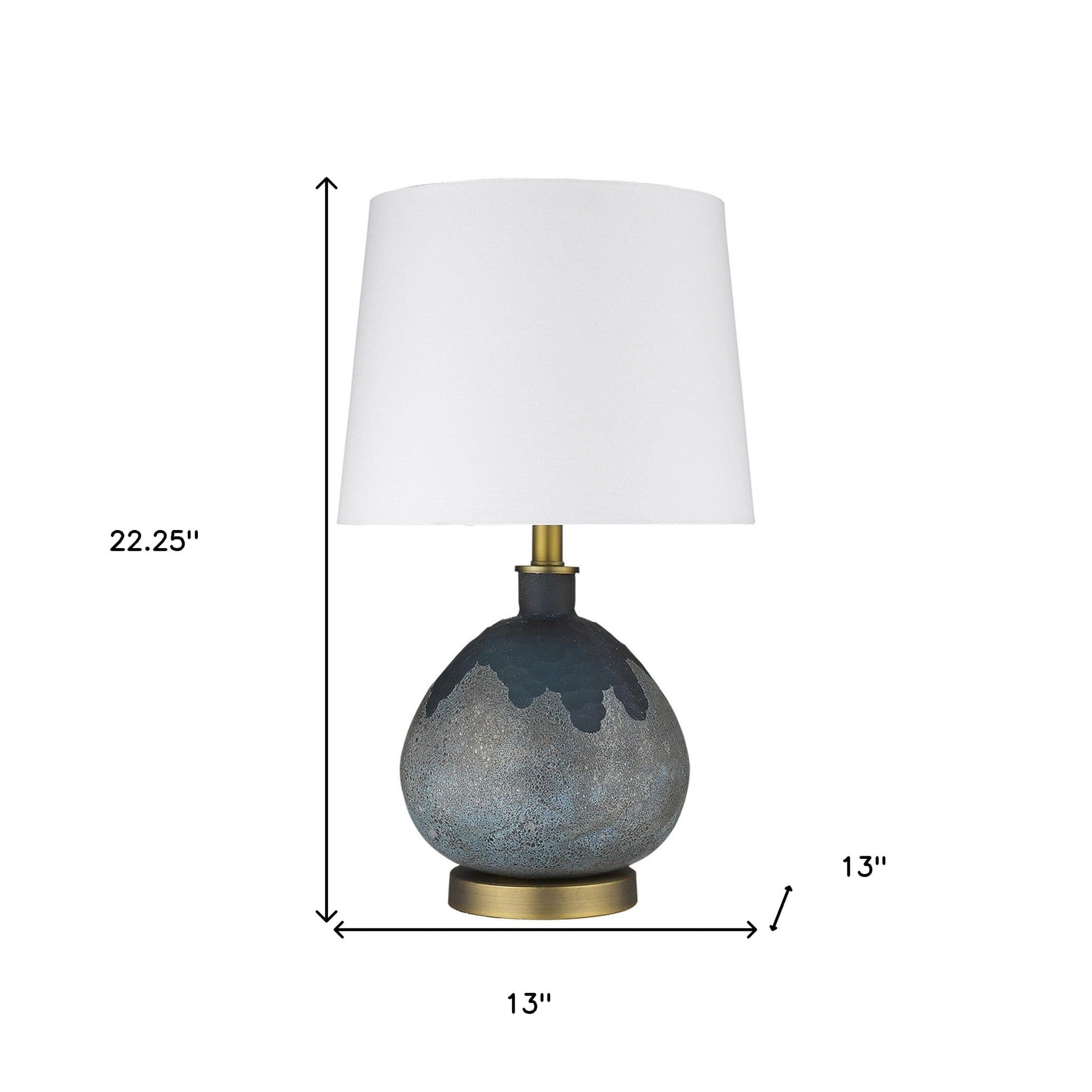 22" Teal Blue Concrete Gourd Table Lamp With Cream Empire Shade - Homeroots - Flyclothing LLC