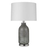 25" Gray Glass Table Lamp With White Empire Shade - Homeroots