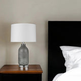 25" Gray Glass Table Lamp With White Empire Shade - Homeroots