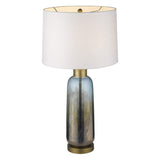 31" Steel Blue Glass Table Lamp With White Empire Shade - Homeroots - Flyclothing LLC