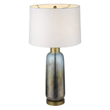 31" Steel Blue Glass Table Lamp With White Empire Shade - Homeroots