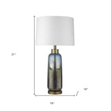 31" Steel Blue Glass Table Lamp With White Empire Shade - Homeroots - Flyclothing LLC