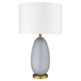 29" Light Gray Glass Table Lamp With White Drum Shade - Homeroots