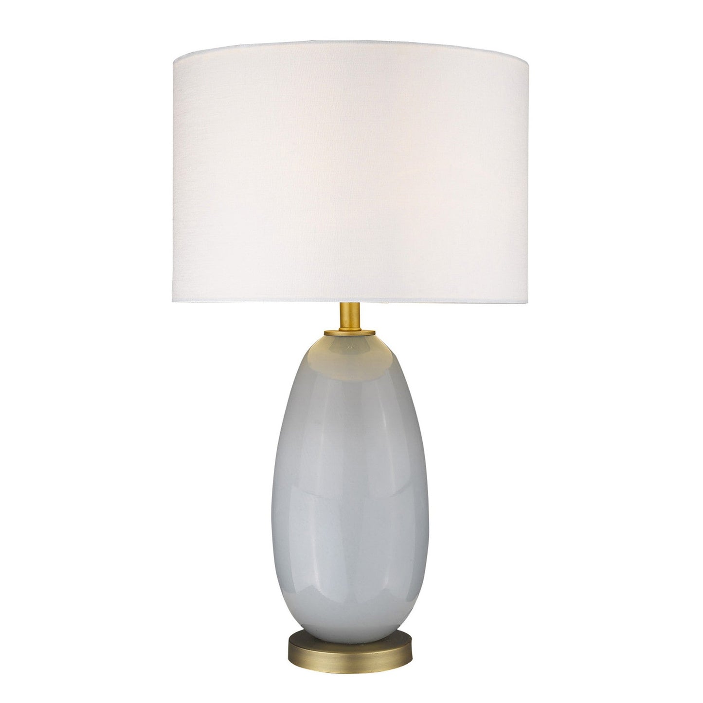 29" Light Gray Glass Table Lamp With White Drum Shade - Homeroots - Flyclothing LLC