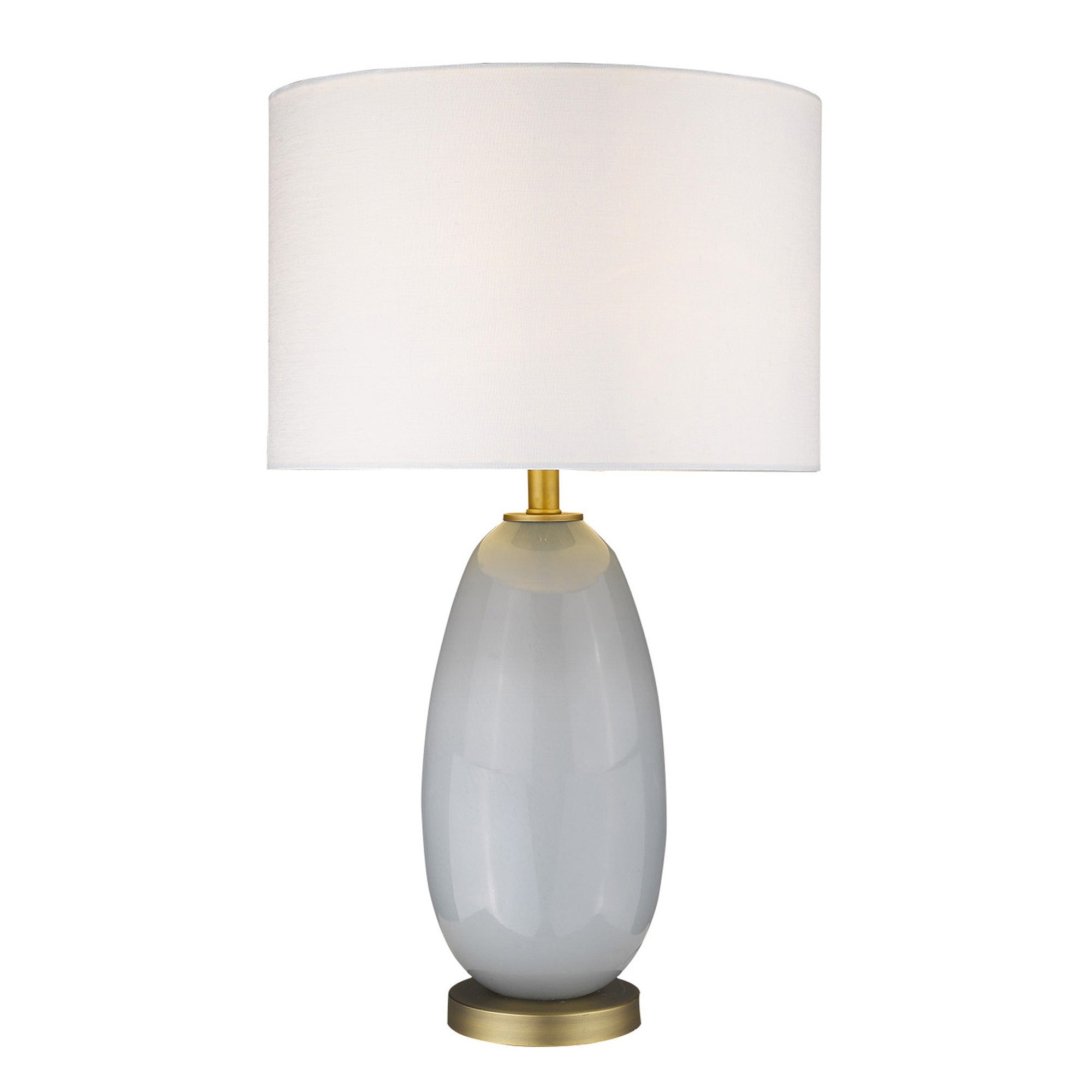 29" Light Gray Glass Table Lamp With White Drum Shade - Homeroots - Flyclothing LLC