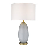 29" Light Gray Glass Table Lamp With White Drum Shade - Homeroots