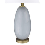 29" Light Gray Glass Table Lamp With White Drum Shade - Homeroots - Flyclothing LLC