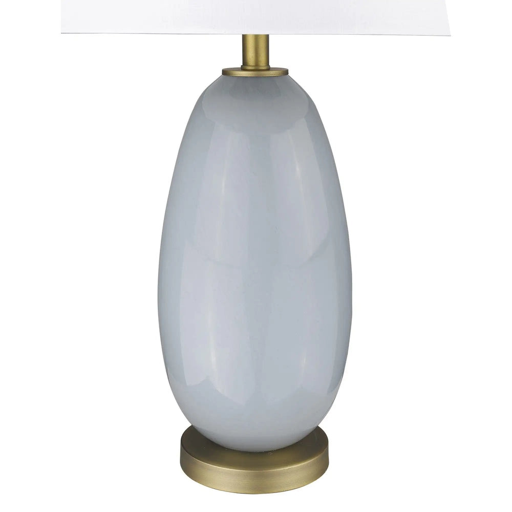 29" Light Gray Glass Table Lamp With White Drum Shade - Homeroots - Flyclothing LLC