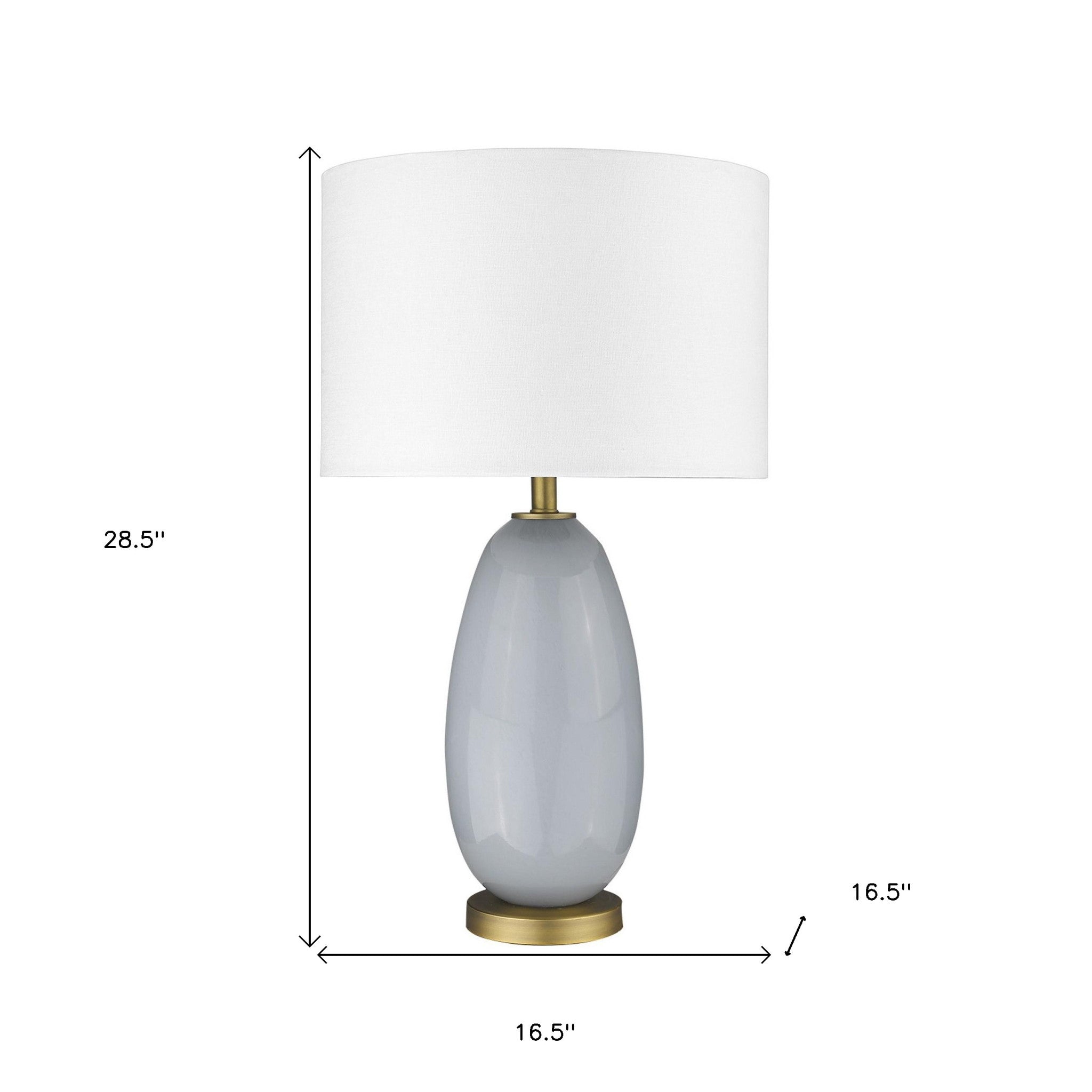 29" Light Gray Glass Table Lamp With White Drum Shade - Homeroots