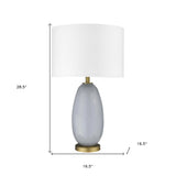 29" Light Gray Glass Table Lamp With White Drum Shade - Homeroots - Flyclothing LLC