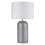 30" Gray Glass Column Table Lamp With White Drum Shade - Homeroots