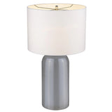 30" Gray Glass Column Table Lamp With White Drum Shade - Homeroots