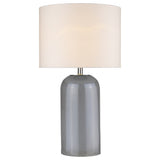 30" Gray Glass Column Table Lamp With White Drum Shade - Homeroots