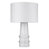 29" White Glass Column Table Lamp With White Drum Shade - Homeroots