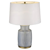 27" Gray Ceramic Table Lamp With White Empire Shade - Homeroots