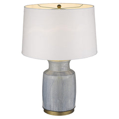 27" Gray Ceramic Table Lamp With White Empire Shade - Homeroots