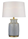 27" Gray Ceramic Table Lamp With White Empire Shade - Homeroots