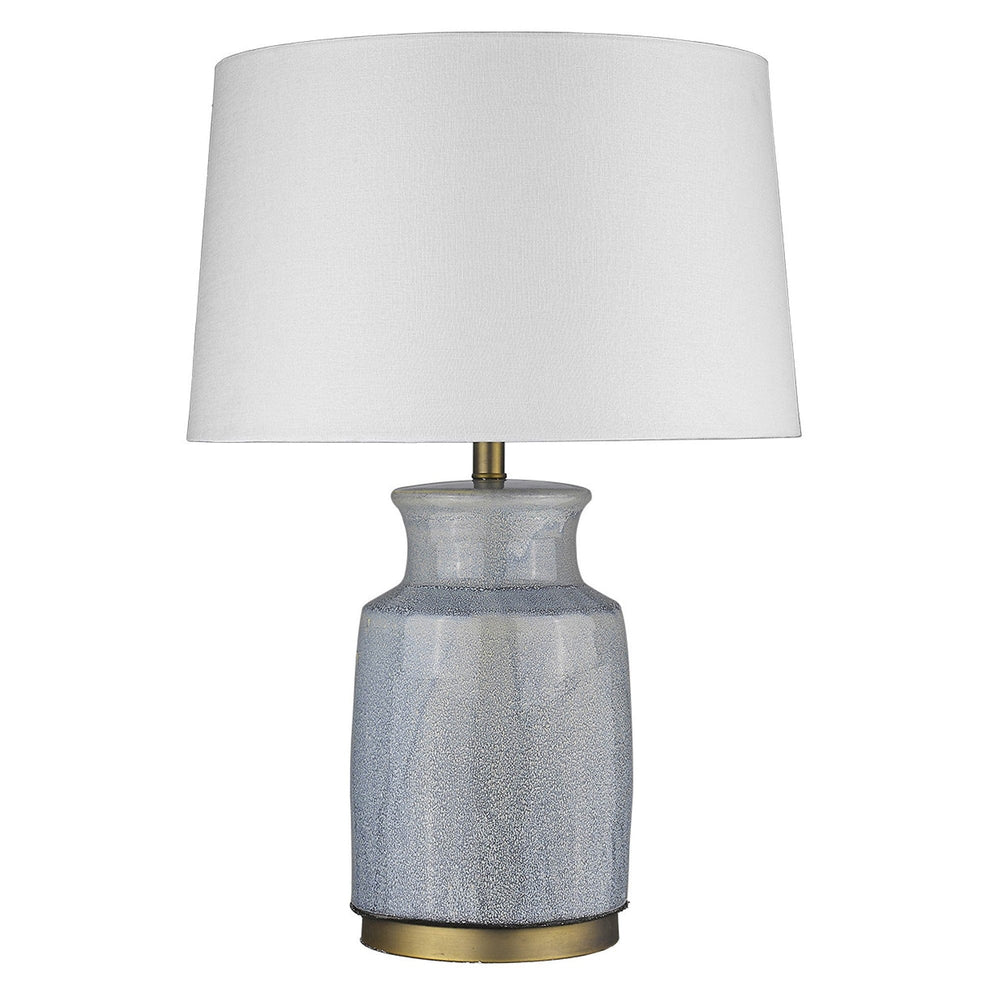 27" Gray Ceramic Table Lamp With White Empire Shade - Homeroots - Flyclothing LLC