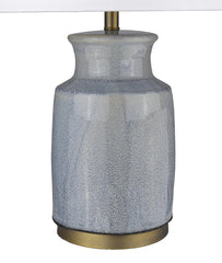 27" Gray Ceramic Table Lamp With White Empire Shade - Homeroots