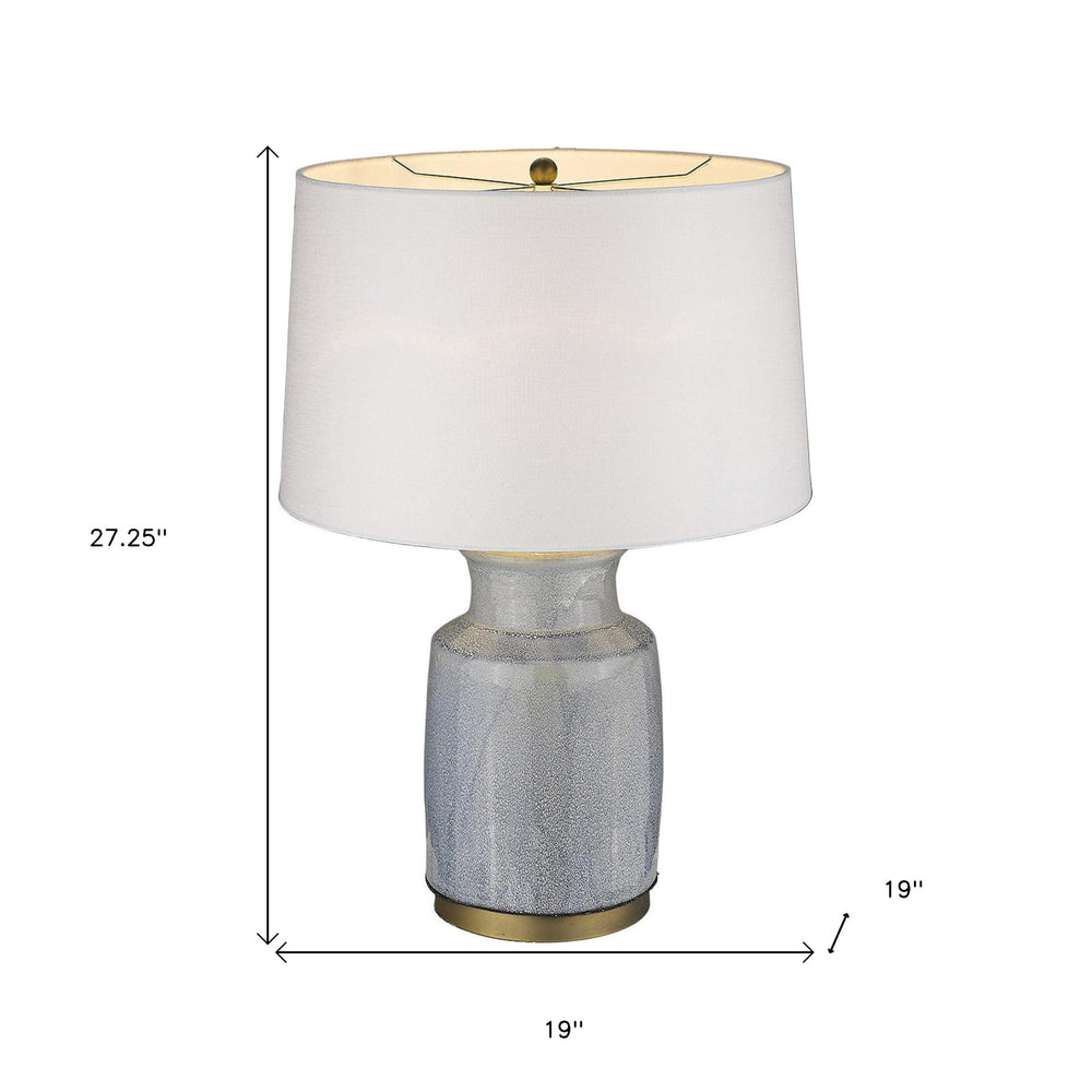 27" Gray Ceramic Table Lamp With White Empire Shade - Homeroots - Flyclothing LLC