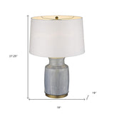 27" Gray Ceramic Table Lamp With White Empire Shade - Homeroots - Flyclothing LLC