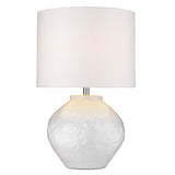 26" White Ceramic Table Lamp With White Drum Shade - Homeroots