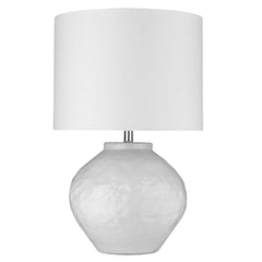 26" White Ceramic Table Lamp With White Drum Shade