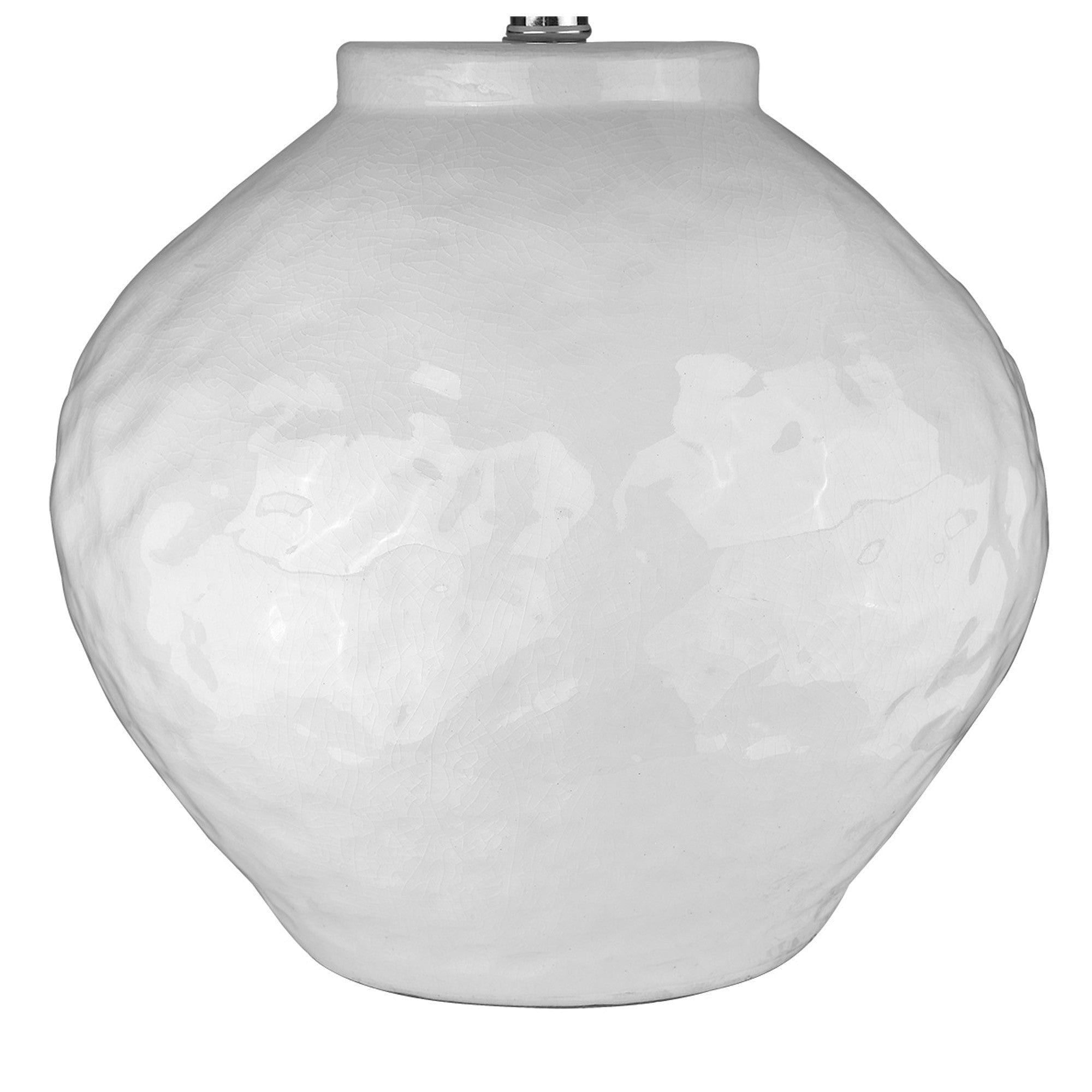 26" White Ceramic Table Lamp With White Drum Shade - Homeroots
