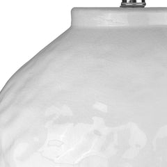 26" White Ceramic Table Lamp With White Drum Shade - Homeroots