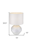 26" White Ceramic Table Lamp With White Drum Shade - Homeroots